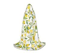 Zhengjia Fresh Tropical Lemons Print Halloween Hooded Cape Witch Cosplay Accessories Adult/Kids Fancy Dress Costume For Masquerade, Halloween, Family Party