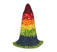 Zhengjia Fruit Rainbow Print Halloween Hooded Cape Witch Cosplay Accessories Adult/Kids Fancy Dress Costume For Masquerade, Halloween, Family Party