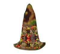 Zhengjia Funny Green Frogs Print Halloween Hooded Cape Witch Cosplay Accessories Adult/Kids Fancy Dress Costume For Masquerade, Halloween, Family Party
