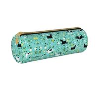 Zhengjia Goat Frolic Round Leather Pencil Case - Large Capacity Pencil Case for School & Office
