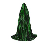Zhengjia Green Number Binary Print Halloween Hooded Cape Witch Cosplay Accessories Adult/Kids Fancy Dress Costume For Masquerade, Halloween, Family Party