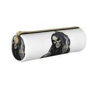 Zhengjia Grim-Reaper Round Leather Pencil Case - Large Capacity Pencil Case for School & Office