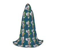 Zhengjia Hugging Tree Koala Print Halloween Hooded Cape Witch Cosplay Accessories Adult/Kids Fancy Dress Costume For Masquerade, Halloween, Family Party