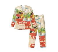 Zhengjia Island Of Cuba Men'S Pyjamas Sets, Men'S Loungewear Set, Breathable And Comfortable Comfortable Sleepwear Black