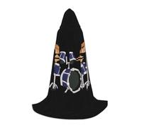 Zhengjia Jazz Drum Print Halloween Hooded Cape Witch Cosplay Accessories Adult/Kids Fancy Dress Costume For Masquerade, Halloween, Family Party