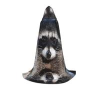 Zhengjia Little Raccoon Face Print Halloween Hooded Cape Witch Cosplay Accessories Adult/Kids Fancy Dress Costume For Masquerade, Halloween, Family Party