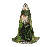 Zhengjia Little Red Panda Print Halloween Hooded Cape Witch Cosplay Accessories Adult/Kids Fancy Dress Costume For Masquerade, Halloween, Family Party
