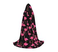 Zhengjia Lovely Pink Flamingos Print Halloween Hooded Cape Witch Cosplay Accessories Adult/Kids Fancy Dress Costume For Masquerade, Halloween, Family Party