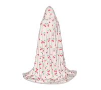Zhengjia Lovely Sweet Red Cherry Print Halloween Hooded Cape Witch Cosplay Accessories Adult/Kids Fancy Dress Costume For Masquerade, Halloween, Family Party