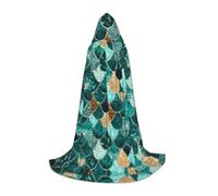 Zhengjia Mermaid Fish Scale Print Print Halloween Hooded Cape Witch Cosplay Accessories Adult/Kids Fancy Dress Costume For Masquerade, Halloween, Family Party