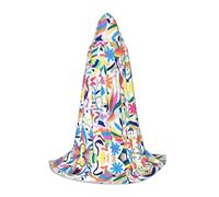 Zhengjia Mexican Otomi Animals Print Halloween Hooded Cape Witch Cosplay Accessories Adult/Kids Fancy Dress Costume For Masquerade, Halloween, Family Party
