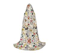 Zhengjia Mexican Skull Print Halloween Hooded Cape Witch Cosplay Accessories Adult/Kids Fancy Dress Costume For Masquerade, Halloween, Family Party