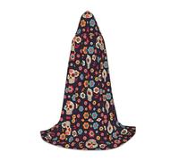 Zhengjia Mexican Skull Print Halloween Hooded Cape Witch Cosplay Accessories Adult/Kids Fancy Dress Costume For Masquerade, Halloween, Family Party