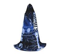 Zhengjia Microphone With Music Notes Print Halloween Hooded Cape Witch Cosplay Accessories Adult/Kids Fancy Dress Costume For Masquerade, Halloween, Family Party