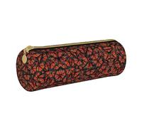 Zhengjia Monarch Butterflies Round Leather Pencil Case - Large Capacity Pencil Case for School & Office