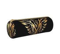 Zhengjia Phoenix Round Leather Pencil Case - Large Capacity Pencil Case for School & Office