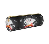 Zhengjia Poker Tournament Round Leather Pencil Case - Large Capacity Pencil Case for School & Office