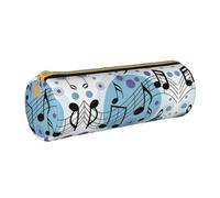 Zhengjia Polka Dot Music Note Round Leather Pencil Case - Large Capacity Pencil Case for School & Office