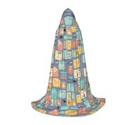 Zhengjia Postal Stationery Print Halloween Hooded Cape Witch Cosplay Accessories Adult/Kids Fancy Dress Costume For Masquerade, Halloween, Family Party