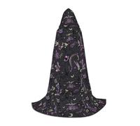Zhengjia Purple Black Goth Spooky Print Halloween Hooded Cape Witch Cosplay Accessories Adult/Kids Fancy Dress Costume For Masquerade, Halloween, Family Party