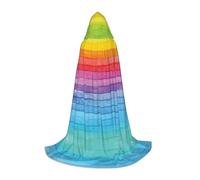 Zhengjia Rainbow Colored Striped Print Halloween Hooded Cape Witch Cosplay Accessories Adult/Kids Fancy Dress Costume For Masquerade, Halloween, Family Party