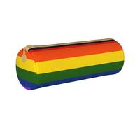 Zhengjia Rainbow Flag Round Leather Pencil Case - Large Capacity Pencil Case for School & Office