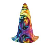 Zhengjia Rainbow Rose Flower Print Halloween Hooded Cape Witch Cosplay Accessories Adult/Kids Fancy Dress Costume For Masquerade, Halloween, Family Party