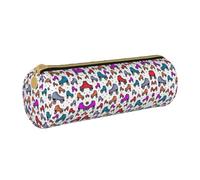 Zhengjia Roller Skates Colorful Round Leather Pencil Case - Large Capacity Pencil Case for School & Office