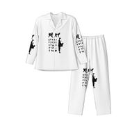 Zhengjia Silhouettes Of Martial Arts Men'S Pyjamas Sets, Men'S Loungewear Set, Breathable And Comfortable Comfortable Sleepwear Black