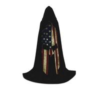 Zhengjia Usa Flag American Spartan Print Halloween Hooded Cape Witch Cosplay Accessories Adult/Kids Fancy Dress Costume For Masquerade, Halloween, Family Party