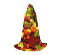 Zhengjia Variety Fresh Vegetables Fruits Print Halloween Hooded Cape Witch Cosplay Accessories Adult/Kids Fancy Dress Costume For Masquerade, Halloween, Family Party
