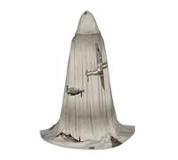 Zhengjia World War 2 Aircraft Airplane Print Halloween Hooded Cape Witch Cosplay Accessories Adult/Kids Fancy Dress Costume For Masquerade, Halloween, Family Party