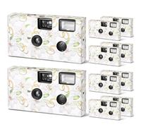 Zhengmy 10 Pack Disposable Camera for Wedding, 34mm Single Use With Flash, One Time Use for Gathering Travel (Colorful Film, White Lily)
