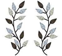 Zhengmy 2 Pieces Metal Tree Leaf Wall Decor Vine Olive Branch Leaf Wall Art Living Room, Hallway Wall Decor Outdoor Decoration(Pastel Colors)