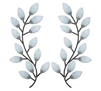Zhengmy 2 Pieces Metal Tree Leaf Wall Decor Vine Olive Branch Leaf Wall Art Living Room, Hallway Wall Decor Outdoor Decoration(Retro White)