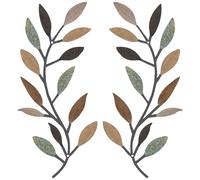Zhengmy 2 Pieces Metal Tree Leaf Wall Decor Vine Olive Branch Leaf Wall Art Living Room, Hallway Wall Decor Outdoor Decoration(Classic Color)