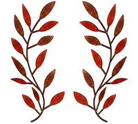 Zhengmy 2 Pieces Metal Tree Leaf Wall Decor Vine Olive Branch Leaf Wall Art Wrought Iron Scroll Above The Bed, Living Room, Outdoor Decoration (Retro Color)