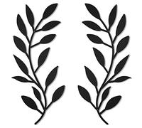 Zhengmy 2 Pieces Metal Tree Leaf Wall Decor Vine Olive Branch Leaf Wall Art Wrought Iron Scroll Above The Bed, Living Room, Outdoor Decoration (Black)
