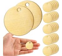Zhengmy 25 Pcs Round Brass Tags, 1-1/4 Inch Diameter, Metal Key Brass Tags | Gold Blank, Bulk, for Stamping, Solid Brass Labels with Hole, Engraving for Pets, Dogs, Plants, Doors