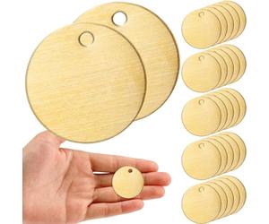 Zhengmy 25 Pcs Round Brass Tags, 1-1/4 Inch Diameter, Metal Key Brass Tags | Gold Blank, Bulk, for Stamping, Solid Brass Labels with Hole, Engraving for Pets, Dogs, Plants, Doors