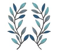 Zhengmy 2Pcs Metal Wall Decor Vine Tree Leaves Olive Branch Wall Decor for Living Room Hallway Outdoor Decor (Vintage Blue)