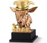 Zhengmy Goat Trophy Award, 4.6 Inch Mini Resin Goat Statue,Bronze Golden