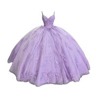 ZHengquan Women's Sweetheart Quinceanera Dresses Ball Gown Spaghetti Straps Applique Sweet 16 Dresses for Teens Lilac Purple