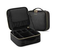 ZhenGuiRu Makeup Train Case with 3 Color Adjustable Brightness LED Mirror Cosmetic Travel Case Adjustable Dividers Toiletry Bag for Lady, NM