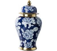 ZHENGYUSW Blue Floral Chinoiserie Porcelain Ginger Jar Vase With Lids Chinese Oriental Style Ancient Temple Decor
