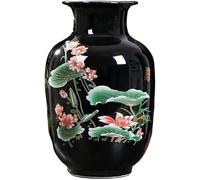 ZHENGYUSW Flower Vase Glass Vases Chinese Style Ceramic Crystal Glaze Black Bottom Porcelain Office Living Room Ornaments Crafts(F)