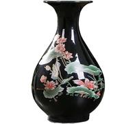 ZHENGYUSW Flower Vase Glass Vases Chinese Style Ceramic Crystal Glaze Black Bottom Porcelain Office Living Room Ornaments Crafts(B)