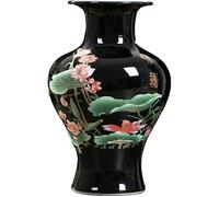 ZHENGYUSW Flower Vase Glass Vases Chinese Style Ceramic Crystal Glaze Black Bottom Porcelain Office Living Room Ornaments Crafts(D)