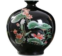ZHENGYUSW Flower Vase Glass Vases Chinese Style Ceramic Crystal Glaze Black Bottom Porcelain Office Living Room Ornaments Crafts(G)