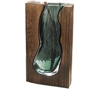 ZHENGYUSW Flower Vase Glass Vases Crafts Nordic Simple Solid Wood Wholesale Home Designer Hotel Ornaments(D)